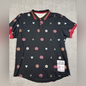 Reason Brand Mens Polo Floral Diamond Fly Polo Short Sleeve Mens Shirt Large